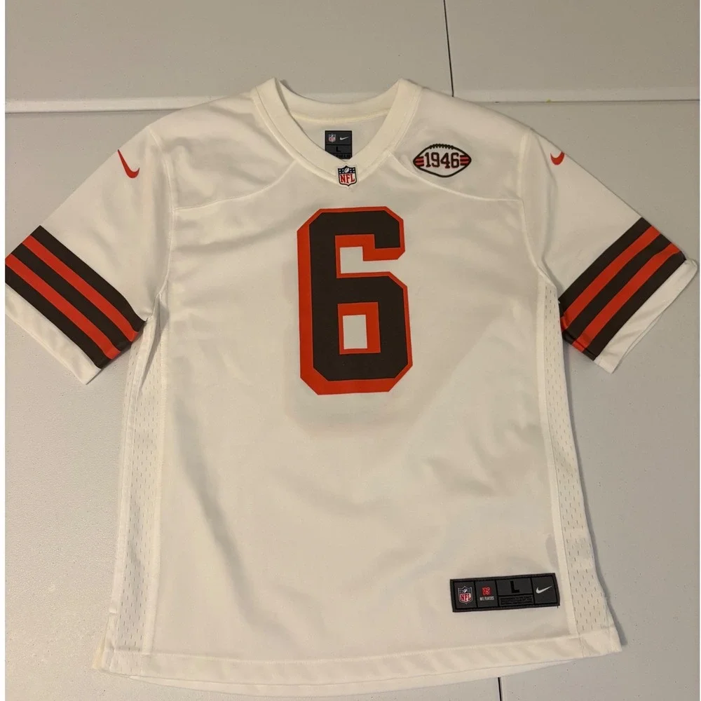 Nike Cleveland Browns Baker Mayfield 6 Jersey White Youth Large 14-16 NFL ww